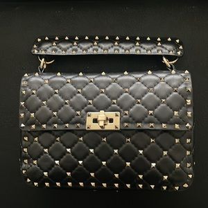 Valentino Medium Nappa Rockstud Spike Bag. BONUS: Black Rockstud Bag Strap